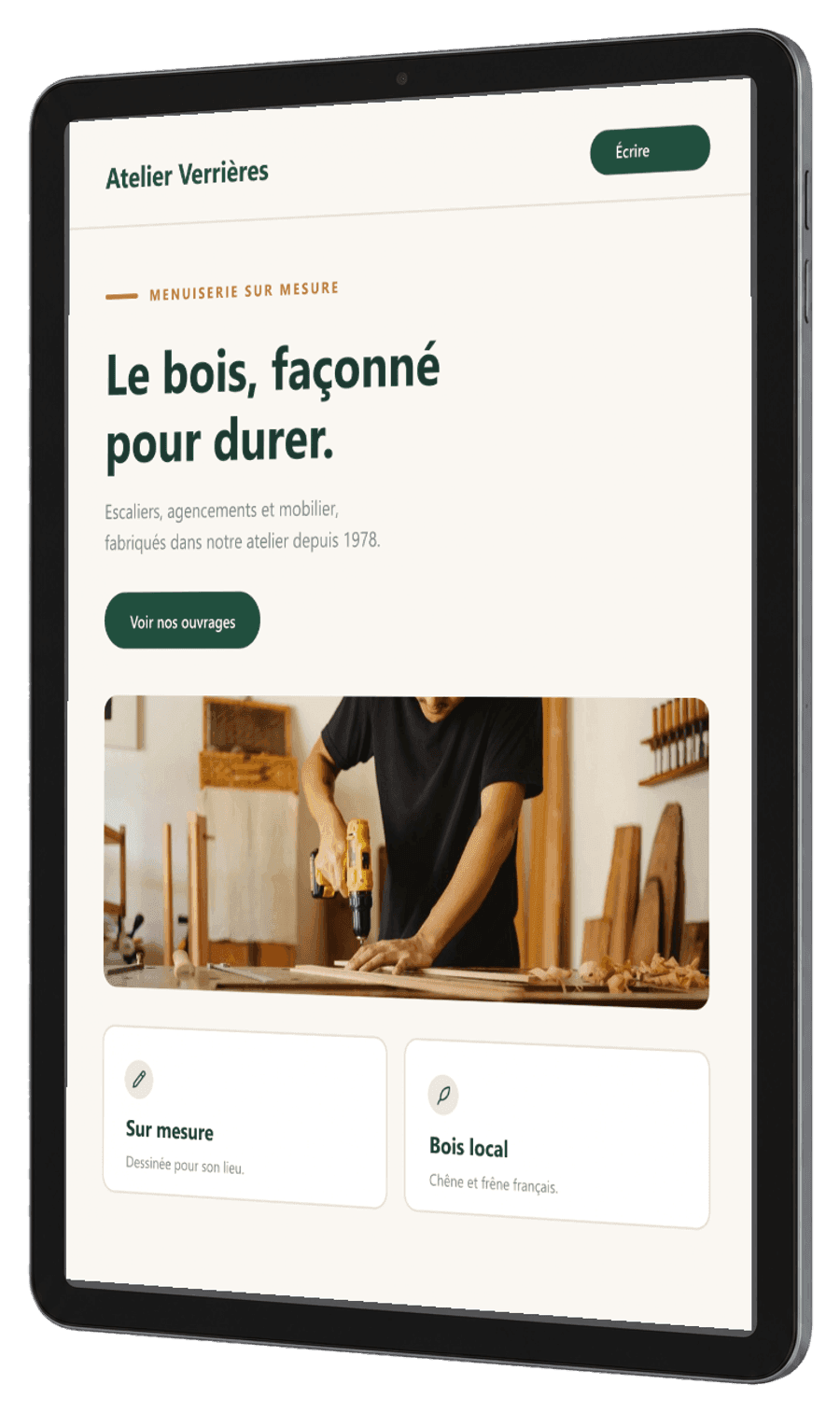 Le même site sur une tablette, en version tablette