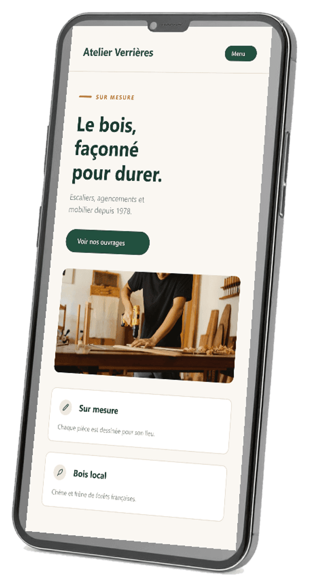 Le même site sur un téléphone, en version mobile